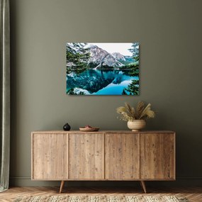 Obraz na szkle jeziora w Alpach (70x50 cm)