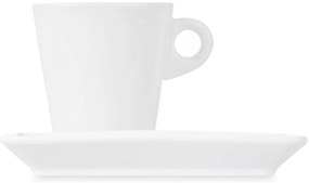 Zestaw porcelanowych filiżanek do kawy z prostokątnym spodkiem, biały, 6 sztuk, 180 ml