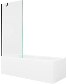 Mexen Cubik wanna prostokątna 170 x 70 cm z obudową i parawanem 1-skrzydłowym 80 cm, transparent, czarny - 550317070X9508000070