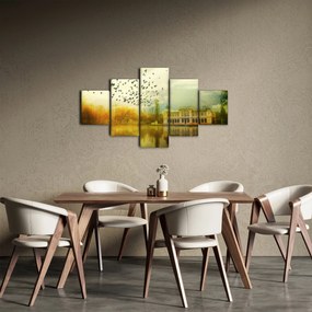 Obraz namalowanego krajobrazu z rezydencją (125x70 cm)