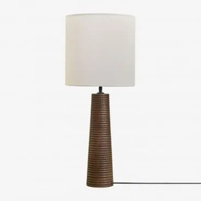 Lampa Stołowa Z Drewna Mango Malva ↑40 Cm & Arlina Biała Ø30 Cm - ↑30 Cm - Sklum
