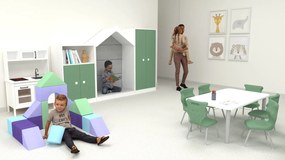 Komplet mebli do sal edukacyjnych Blox Colours 5, fronty pastelowe zielone