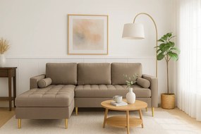 Narożnik lewy rozkładany Monza 246x172 cm z funkcją spania - brązowy Monolith 15