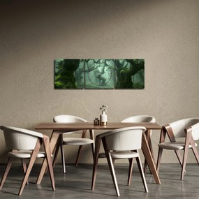 Obraz - Las porośnięty mchem (z zegarem) (90x30 cm)