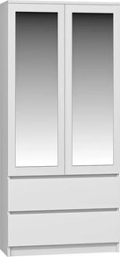 Biała minimalistyczna szafa z lustrem G3-M15