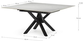 Rozkładany stół z dodatkowym blatem z kamiennym blatem 90x150 cm Arlene – Marckeric