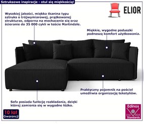 Czarna rozkładana nowoczesna sofa narożna M6-D12