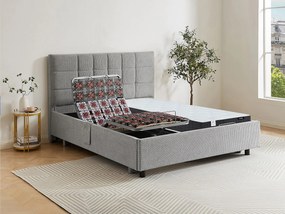 Łóżko elektryczne relaksacyjne dekoracyjne płytkowe + materac ze sprężynami kieszeniowymi i pamięcią kształtu - 2 x 70 x 190 cm - Tkanina - Szary - MANAM marki Ysmée