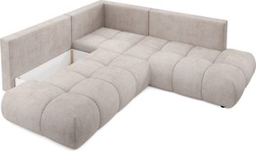 Masseno Narożnik DUCA z funkcją spania i pojemnikiem na pościel Narozniki L, Rozkładana sofa - Beżowy, FLOW 03