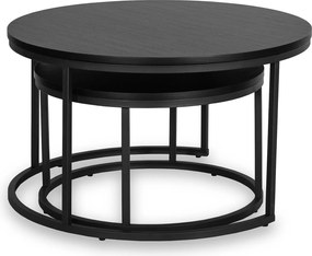 Zestaw Stolików Kawowych MANU MAX 60 cm/80 cm Czarny Nowoczesny Loft