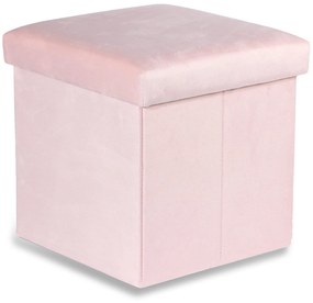 Różowy składany taboret CUBEXO VELVET M