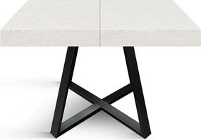 Drewniany stół, biały jesion, antracytowa podstawa, 95x90-145x90cm - FORTE DEI MARMI