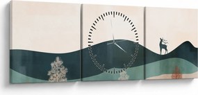 Obraz - Ilustrowany krajobraz (z zegarem) (90x30 cm)