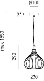 Cleofe lampa wisząca z bursztynowego szkła i mosiądzu, styl vintage, oprawa E27, IP20, Ø23 cm, żarówka niedołączona