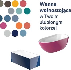 Wanna wolnostojąca prostokątna biała 150 x 75 cm NEVO z przelewem chrom | Możliwa opcja Go Color : Wybierz swój kolor - biały