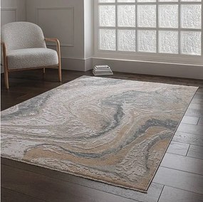 Dywan abstrakcyjny - 160x240cm - szary, kremowy, złoty - Seville Oro