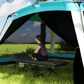 Outsunny Składane łóżko campingowe, z materacem, ergonomiczne, metalowy stelaż, Czarne