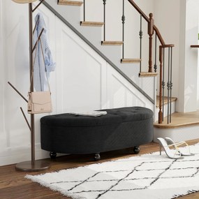 HOMCOM Stołek z Przestrzenią do Przechowywania, 2-w-1, Tapicerowany, Pokrycie Aksamitne, Hydrauliczne Amortyzatory, 120 x 46 x 42 cm, Niebieski