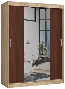 Przesuwna szafa z półkami i drążkiem dąb sonoma + wenge R7-A87