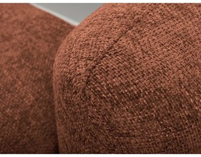 Narożnik rozkładany z tkaniny szenilowej ze schowkiem (lewostronny/z szezlongiem) w kolorze terakoty Mele – Makamii
