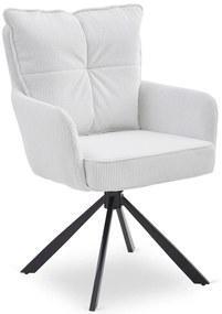 Sztruksowy kremowy fotel obrotowy E6-H49