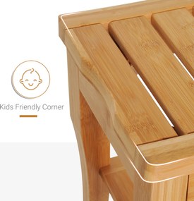 HOMCOM Ławka prysznicowa bambusowa z półką siedzisko krzesło do łazienki naturalne 47,5 x 26 x 44,5 cm | Aosom PL