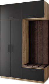 Masseno Garderoba REMA 150/240/60 cm Nowoczesna Szafa do Przedpokoju Dąb wotan, MONOLITH 29 (Brązowy)
