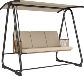Outsunny Huśtawka ogrodowa, 3-osobowa z regulowanym daszkiem, zdejmowane oddychające poduszki | Aosom PL