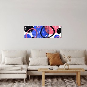 Obraz - Motyw z kółkami w żywych kolorach (z zegarem) (90x30 cm)