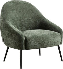 Fotel z zielonej tkaniny teksturowanej RIBEDI