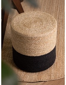 Czarno-naturalny puf Juta Gold Black – Hanse Home