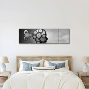 Artystyczny obraz głowy z zegarem (170x50 cm)
