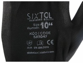 Rękawice robocze Sixtol GLOVE PE-PU 10 czarne,rozmiar 10"