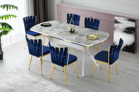 Zestaw krzeseł do jadalni Kusakli Navy Blue andGold, 4 szt., 4 szt.