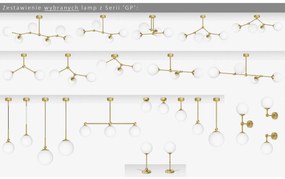 Niska złota lampa sufitowa z białą kulą GP-S1K
