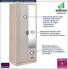 Szafa z lustrem i szufladami dąb sonoma + kaszmir A2-H55