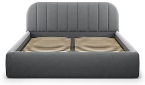Szare tapicerowane łóżko dwuosobowe ze schowkiem ze stelażem 160x200 cm Juno – Windsor &amp; Co Sofas