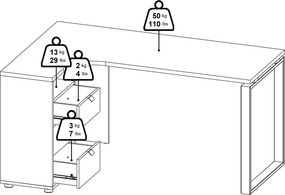 Biurko narożne z kontenerkiem Sign szary mat/jackson hickory