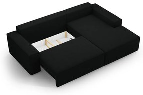 Czarny rozkładany narożnik z materiału bouclé (prawostronny) Jodie – Micadoni Home