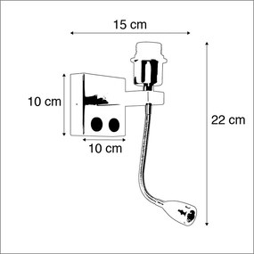 Nowoczesny Kinkiet / Lampa scienna z elastycznym ramieniem czarny - Brescia Combi Nowoczesny Oswietlenie wewnetrzne