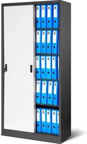 Przesuwna szafa biurowa Kuba 90x40x185 cm antracyt/biały