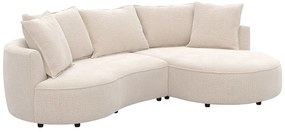 Kanapa narożna prawostronna z beżowej tkaniny szenilowej CEPRANO od Maison Céphy