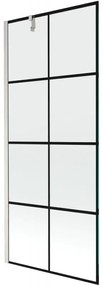 Mexen Next parawan nawannowy 1-skrzydłowy 80 x 150 cm, czarna kratka, nikiel szczotkowany - 895-080-000-00-77-97