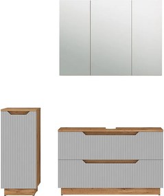 Zestaw mebli łazienkowych dąb/szary w paski 99.4x32x62.5 lotta