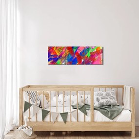 Obraz - Kolorowa abstrakcja (z zegarem) (90x30 cm)