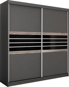 Szafa Przesuwna RIVEN 203 cm Szafa Dwudrzwiowa Brązowa