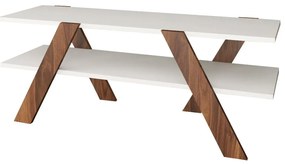 Biała szafka pod TV w dekorze orzecha 120x33 cm Basic – Kalune Design