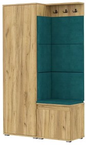 Nowoczesna garderoba do przedpokoju dąb craft + zieleń butelkowa W8-N03