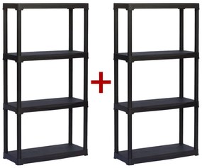 Regał plastikowy TEMPO 1+1 GRATIS, 1320x700x300 mm, 4 półki