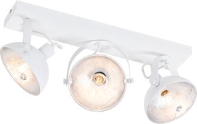 Industrialna lampa sufitowa biała ze srebrnym 3-punktowym oświetleniem regulowanym - Magnax